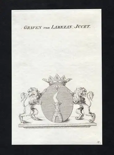 Grafen von Lamezan-Jucet - Lamezan Jucet Wappen Adel coat of arms Kupferstich  heraldry Heraldik