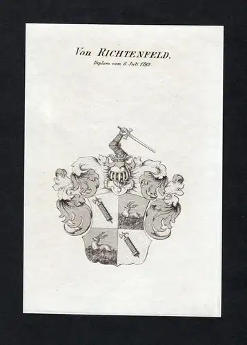 Von Richtenfeld - Richtenfeld Wappen Adel coat of arms Kupferstich  heraldry Heraldik