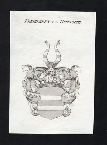 Freiherren von Ditfurth - Ditfurth Wappen Adel coat of arms Kupferstich  heraldry Heraldik