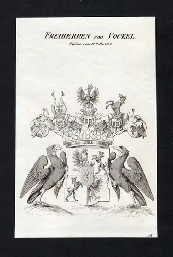 Freiherren von Vockel - Vockel Wappen Adel coat of arms Kupferstich  heraldry Heraldik