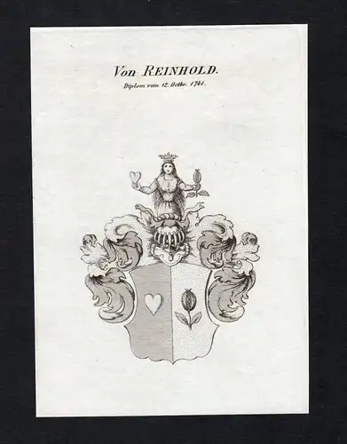 Von Reinhold - Reinhold Wappen Adel coat of arms Kupferstich  heraldry Heraldik