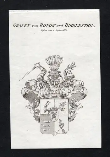 Grafen von Ronow und Bieberstein - Ronow und Biberstein Bieberstein Wappen Adel coat of arms Kupferstich  hera