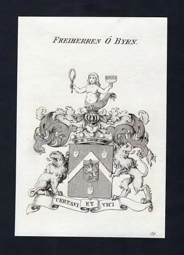 Freiherren O'Byrn - O'Byrn Wappen Adel coat of arms Kupferstich  heraldry Heraldik