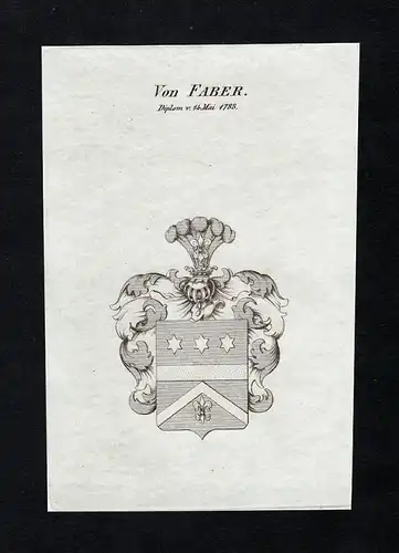 Von Faber - Faber Wappen Adel coat of arms Kupferstich  heraldry Heraldik