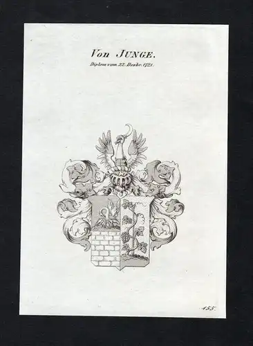 Von Junge - Junge Wappen Adel coat of arms Kupferstich  heraldry Heraldik