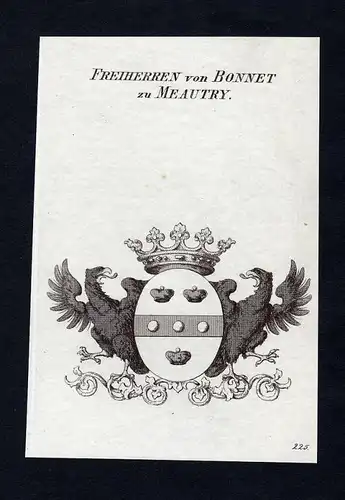 Freiherren von Bonnet zu Meautry - Bonnet Meautry Wappen Adel coat of arms heraldry Heraldik