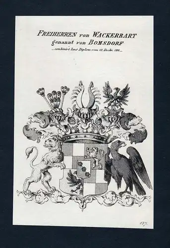 Freiherren von Wackerbart genannt von Bomsdorf - Wackerbart Bomsdorf Wappen Adel coat of arms heraldry Heraldi