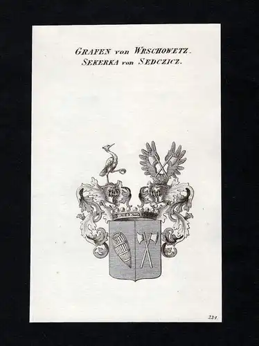 Grafen von Wrschowetz, Sekerka von Sedczicz - Wrschowetz Sedczicz Wappen Adel coat of arms heraldry Heraldik