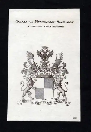 Grafen von Woracziczky-Bissingen, Freiherren von Babienitz - Woracziczky-Bissingen Babienitz Wappen Adel coat