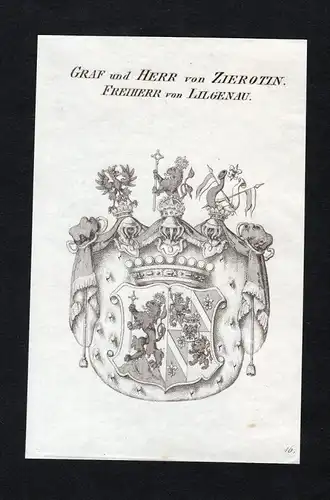 Graf und Herr von Zierotin. Freiherr von Lilgenau - Zierotin Lilgenau Wappen Adel coat of arms heraldry Herald