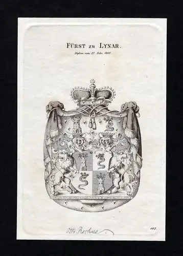 Fürst zu Lynar - Lynar Wappen Adel coat of arms heraldry Heraldik