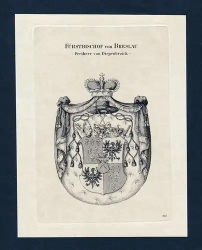 Fürstbischof von Breslau - Freiherr von Diepenbroick - Brislau Diepenbroick Wappen Adel coat of arms heraldry