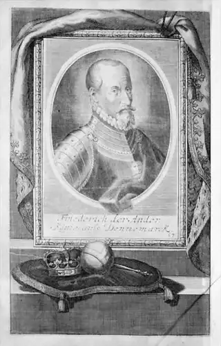 Friedrich II. Dänemark Kupferstich Portrait engraving gravure