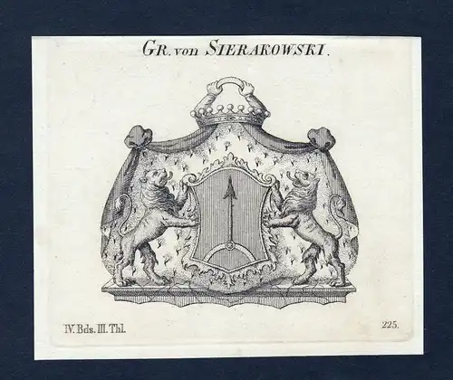 Gr. von Sierakowski - Sierakowski Wappen Adel coat of arms Kupferstich  heraldry Heraldik
