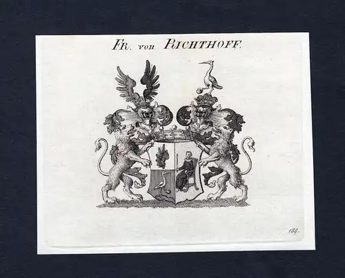 Fr. von Richthoff - Richthoff Wappen Adel coat of arms Kupferstich  heraldry Heraldik