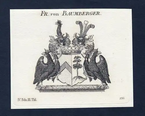Fr. von Baumberger - Baumberger Wappen Adel coat of arms Kupferstich  heraldry Heraldik
