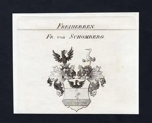 Fr. von Schomberg - Schomberg Wappen Adel coat of arms Kupferstich  heraldry Heraldik
