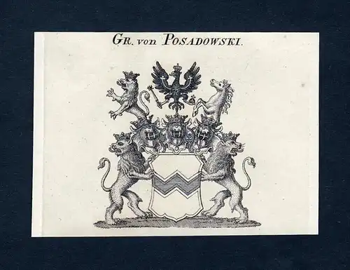 Gr. von Posadowski - Posadowsky Wappen Adel coat of arms Kupferstich  heraldry Heraldik