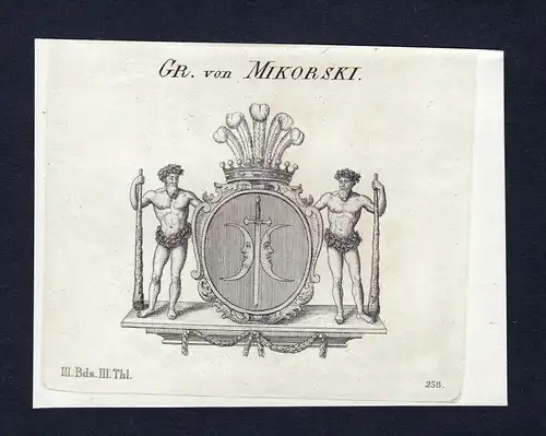 Gr. von Mikorski - Mikorski Wappen Adel coat of arms Kupferstich  heraldry Heraldik