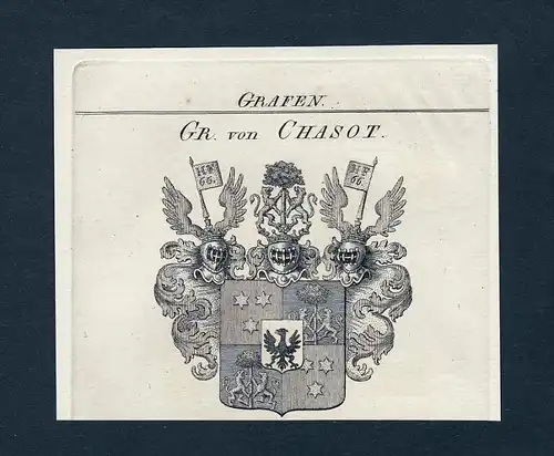 Gr. von Chasot - Chasot Wappen Adel coat of arms Kupferstich  heraldry Heraldik
