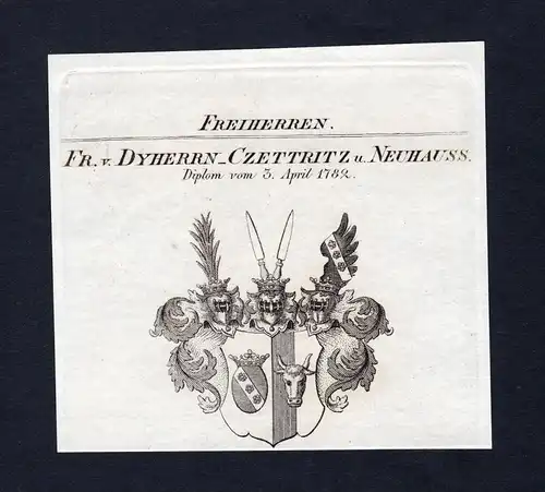 Fr. v. Dyherrn-Czettritz u. Neuhauss - Czettritz Czetteras Zettritz Zedritz Dyherrn Neuhaus Wappen Adel coat o