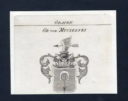 Gr. von Mycielski - Mycielski Wappen Adel coat of arms Kupferstich  heraldry Heraldik