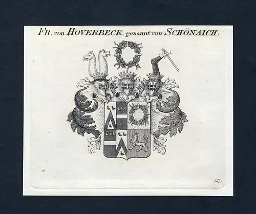 Fr. von Hoverbeck genannt von Schönaich - Hoverbeck genannt von Schoenaich Wappen Adel coat of arms Kupfersti