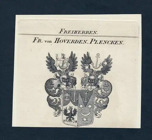 Fr. von Hoverden-Plencken - Hoverden Plencken Wappen Adel coat of arms Kupferstich  heraldry Heraldik