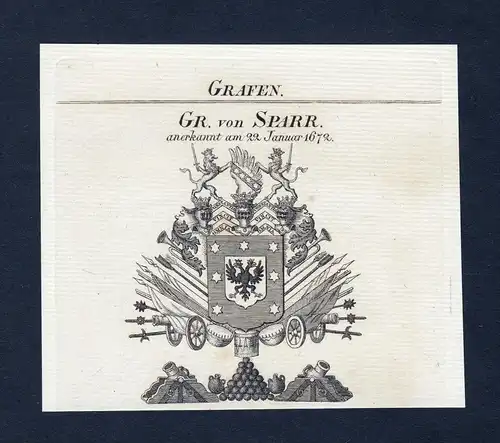 Gr. von Sparr - Sparr Wappen Adel coat of arms Kupferstich  heraldry Heraldik