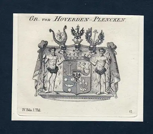 Gr. von Hoverden-Plencken - Hoverden-Plencken Wappen Adel coat of arms Kupferstich  heraldry Heraldik