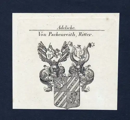 Von Packenreith, Ritter - Packenreith Wappen Adel coat of arms Kupferstich  heraldry Heraldik