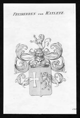 Freiherren von Watletz - Watletz Wappen Adel coat of arms Kupferstich  heraldry Heraldik