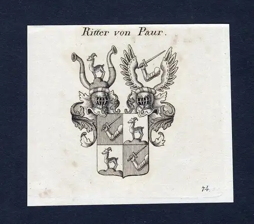 Ritter von Paur - Paur Wappen Adel coat of arms Kupferstich  heraldry Heraldik