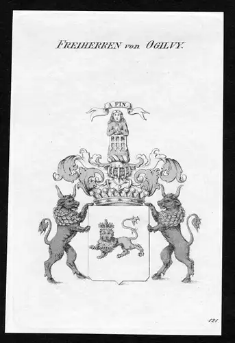 Freiherren von Ogilvy - Ogilvy Wappen Adel coat of arms Kupferstich  heraldry Heraldik