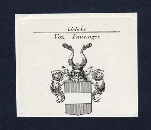 Von Pausinger - Pausinger Wappen Adel coat of arms Kupferstich  heraldry Heraldik