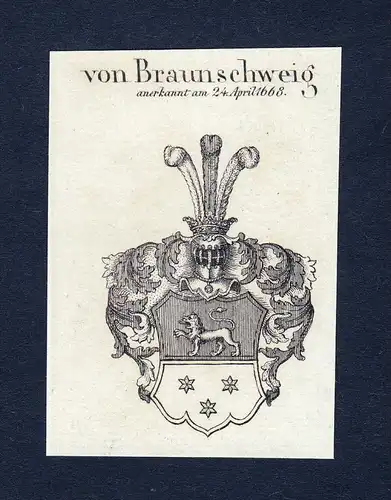 "Von Braunschweig" - Braunschweig Wappen Adel coat of arms heraldry Heraldik Kupferstich engraving