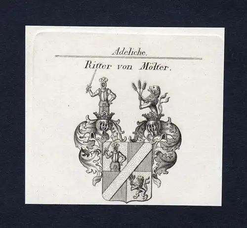 Ritter von Mölter - Mölter Moelter Wappen Adel coat of arms Kupferstich  heraldry Heraldik