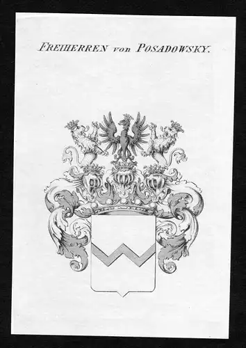 Freiherren von Posadowsky - Posadowsky Posadowski Wappen Adel coat of arms Kupferstich  heraldry Heraldik