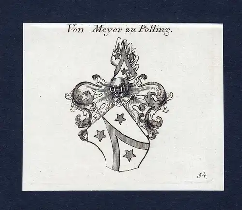 Von Meyer zu Polling - Meyer zu Polling Wappen Adel coat of arms Kupferstich  heraldry Heraldik