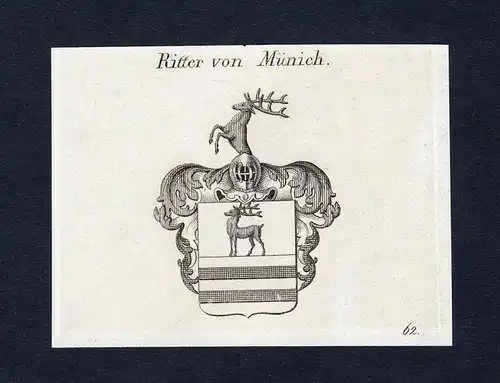 Ritter von Münich - Münich Muenich Wappen Adel coat of arms Kupferstich  heraldry Heraldik