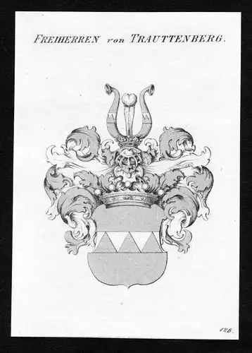 Freiherren von Trauttenberg - Trautenberg Trauttenberg Wappen Adel coat of arms Kupferstich  heraldry Heraldik