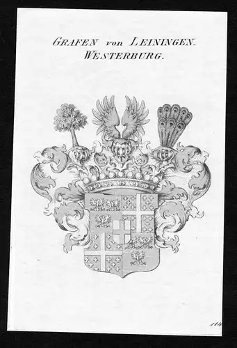 Grafen von Leiningen-Westerburg - Leiningen-Westerburg Wappen Adel coat of arms Kupferstich  heraldry Heraldik