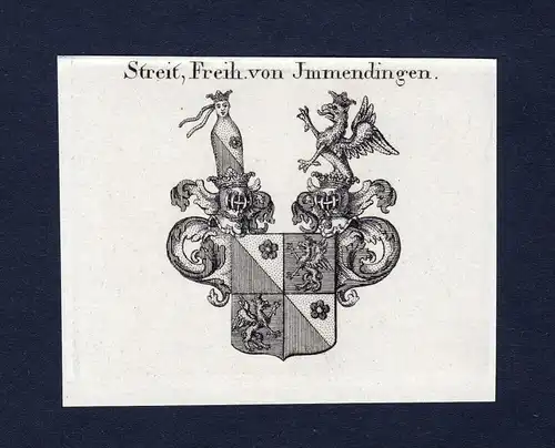 Streit, Freih. von Immendingen - Streit von Immendingen Wappen Adel coat of arms Kupferstich  heraldry Heraldi