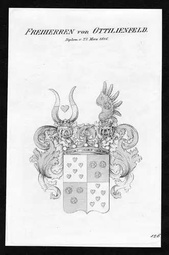 Freiherren von Ottilienfeld - Ottilienfeld Wappen Adel coat of arms Kupferstich  heraldry Heraldik