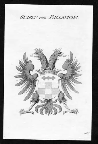 Grafen von Pallavicini - Pallavicini Wappen Adel coat of arms Kupferstich  heraldry Heraldik