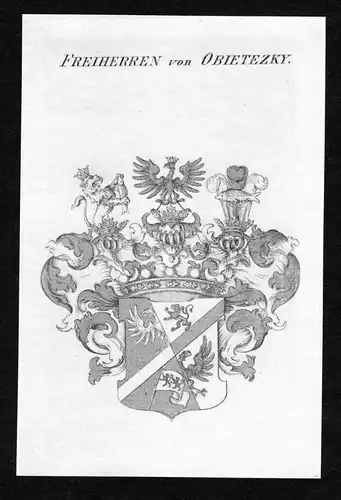 Freiherren von Obietezky - Obietezky Wappen Adel coat of arms Kupferstich  heraldry Heraldik