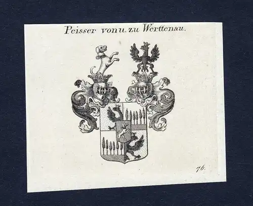 Peisser von u. zu Werttenau - Peisser von und zu Werttenau Wappen Adel coat of arms Kupferstich  heraldry Hera