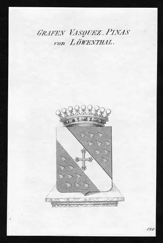 Grafen Vasquez-Pinas von Löwenthal - Vasquez-Pinas von Löwenthal Loewenthal Wappen Adel coat of arms Kupfers