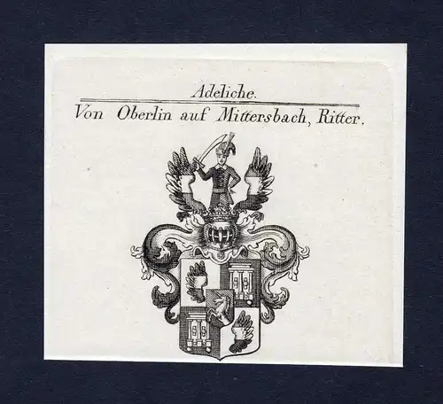 Von Oberlin auf Mittersbach, Ritter - Oberlin auf Mittersbach Wappen Adel coat of arms Kupferstich  heraldry H