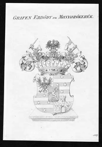 Grafen Erdödy von Monyorokerek - Erdödy Monyorokerek Wappen Adel coat of arms Kupferstich  heraldry Heraldik